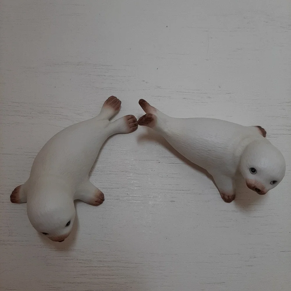 2 Homco #1439 White Ceramic Seal Sea Lions Made in Sri Lanka 4